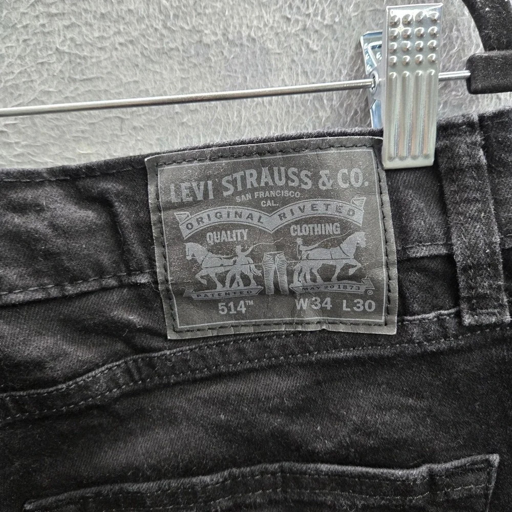 Levi's 514 Men Jeans 34X30 Black Denim Straight‎ Fit 29